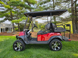 Club Car Onward Lifted HP Candy Apple Red   Four Passenger Golf Cart