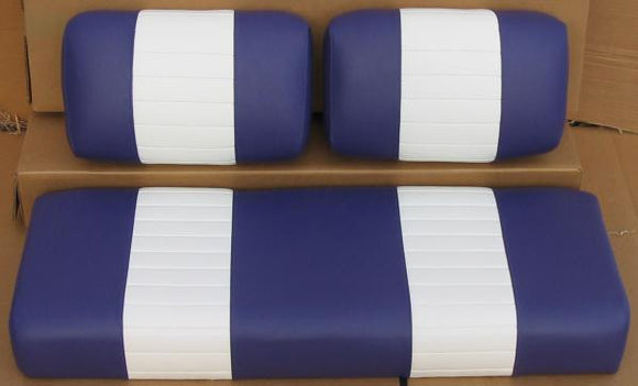 EZGO - Vinyl Seat Covers - Blue w/ White Pleats