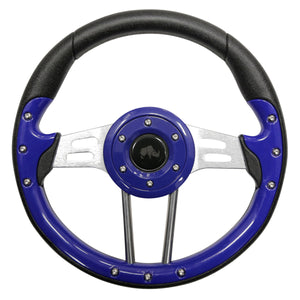 13" Blue Brushed  Aluminum Aviator 4 Steering Wheel