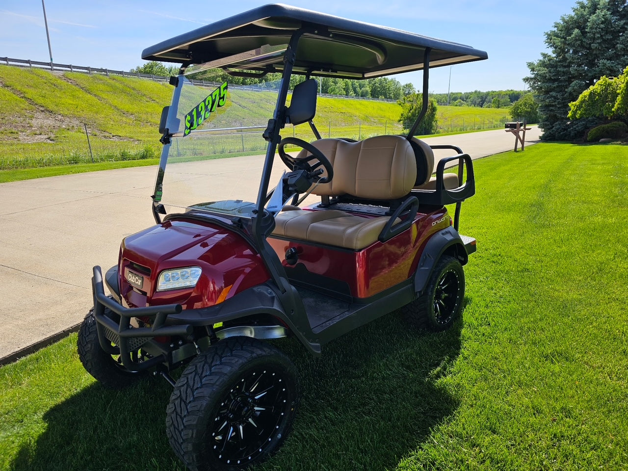 2027 Candy Apple Red Club Car Onward Lifted Gas Four Passenger Golf Cart