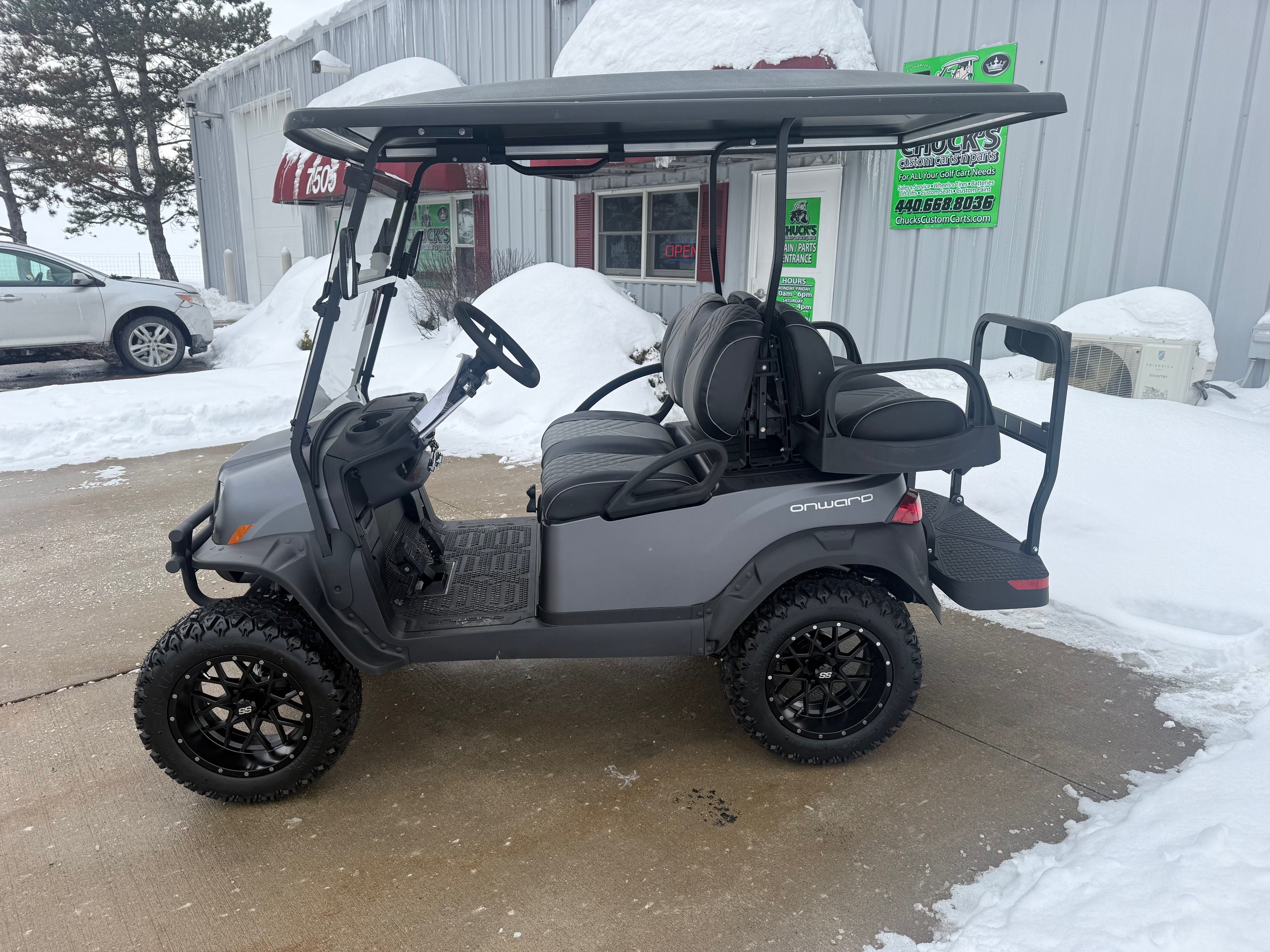 2026 Club Car Lifted Matt Grey Onward Gas Four Passenger  Golf Cart