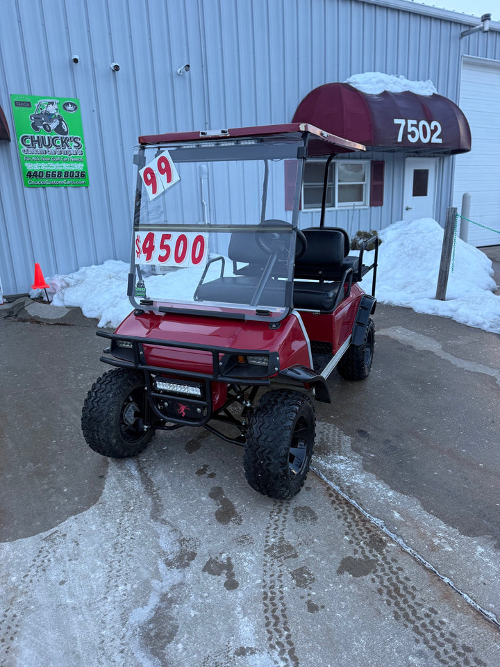 Club Car DS Red  Lifted  Four Seater Electric  Golf Cart