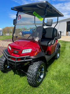 2023 Club Car Onward HP Lifted  Candy Apple Red   Four Passenger Golf Cart