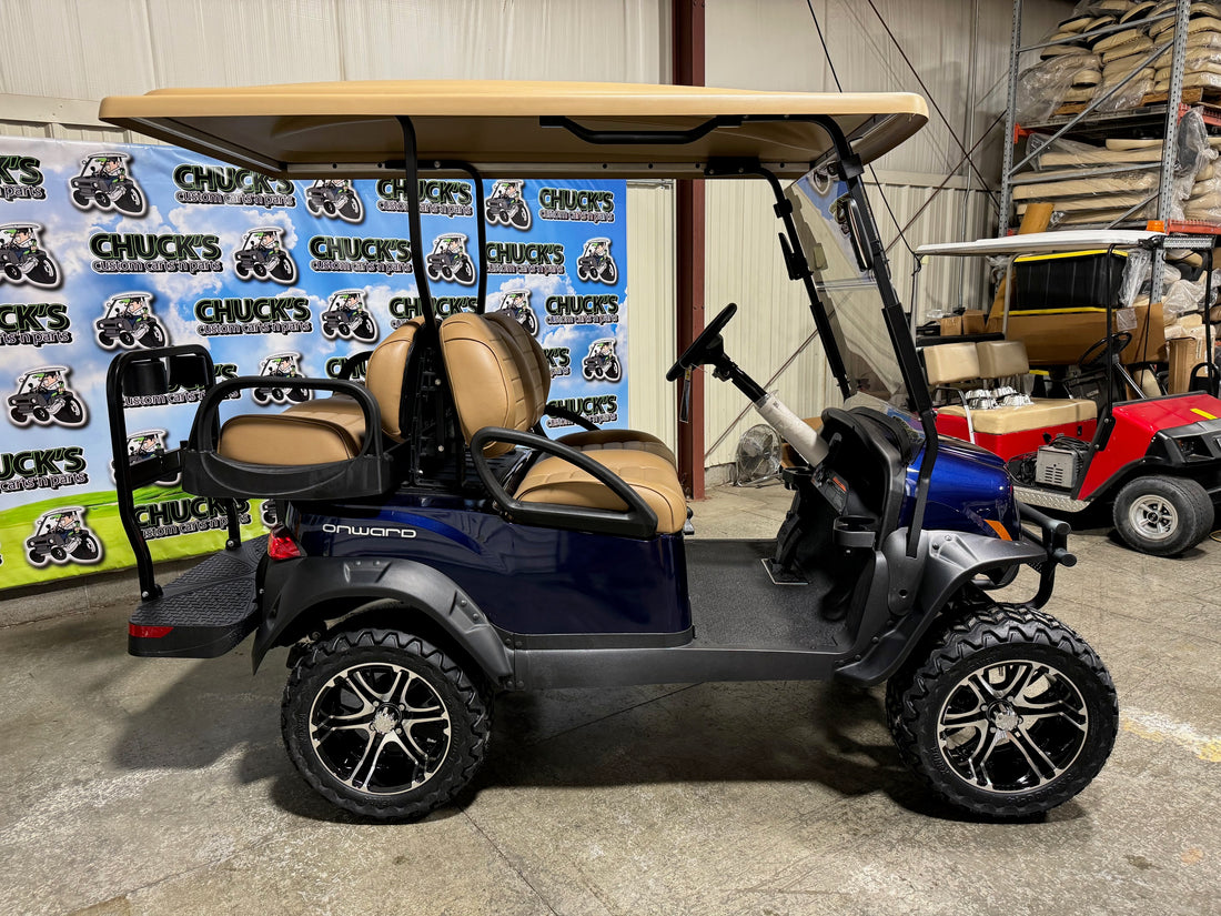 2025 Club Car Onward Lifted Blue Onyx Gas Four Passenger Golf Cart