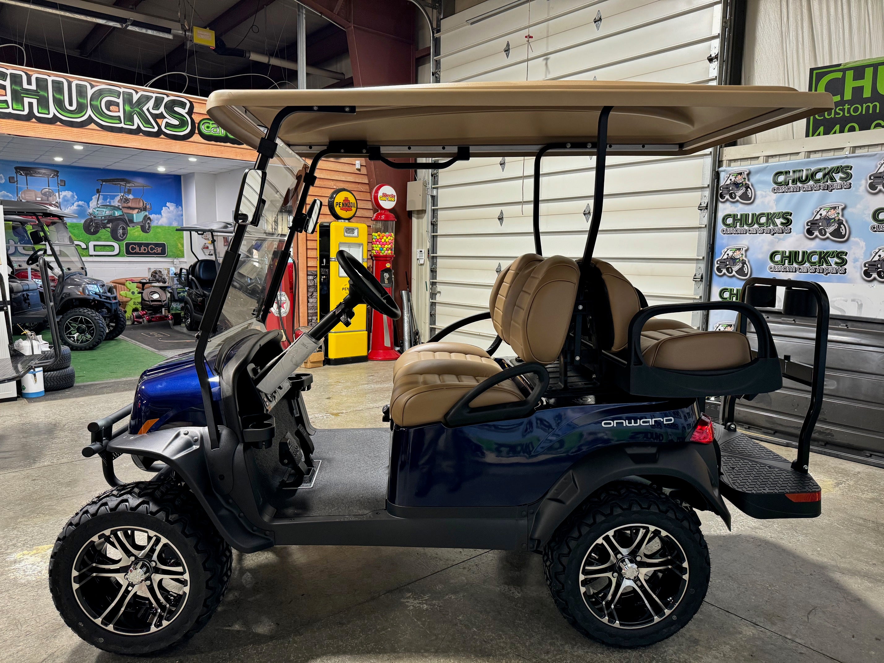 2025 Club Car Onward Lifted Blue Onyx Gas Four Passenger Golf Cart