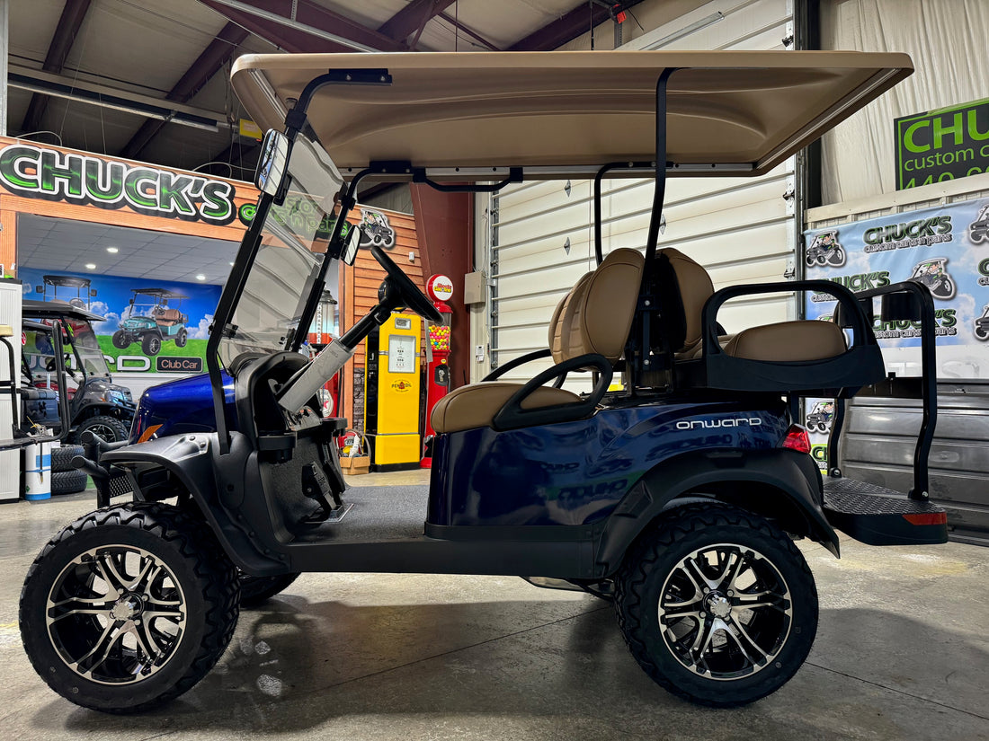 2025 Club Car Onward Lifted Blue Onyx Gas Four Passenger Golf Cart