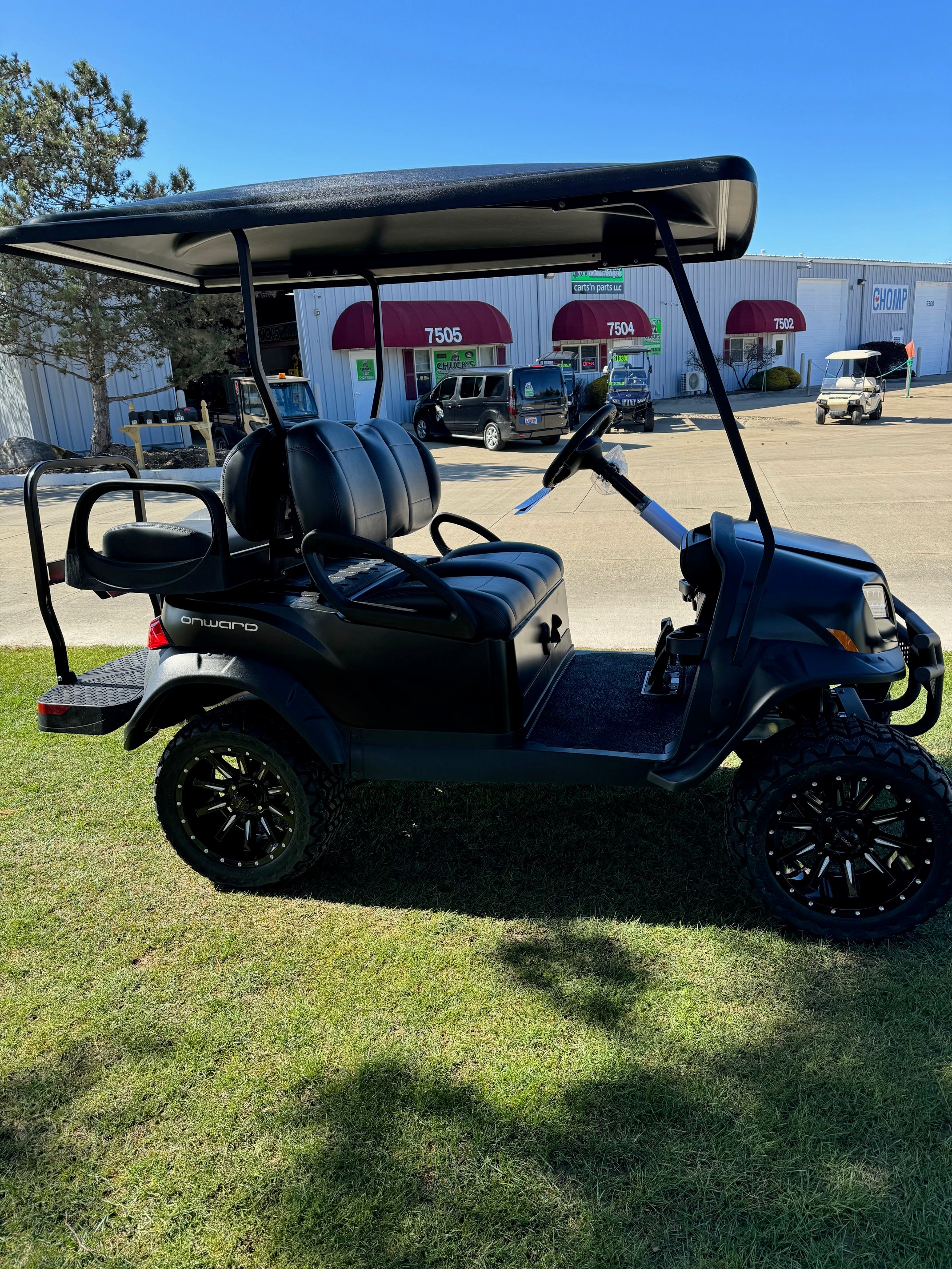 2025 Club Car Lifted  Matt Black  Onward Gas Four Passenger Golf Cart