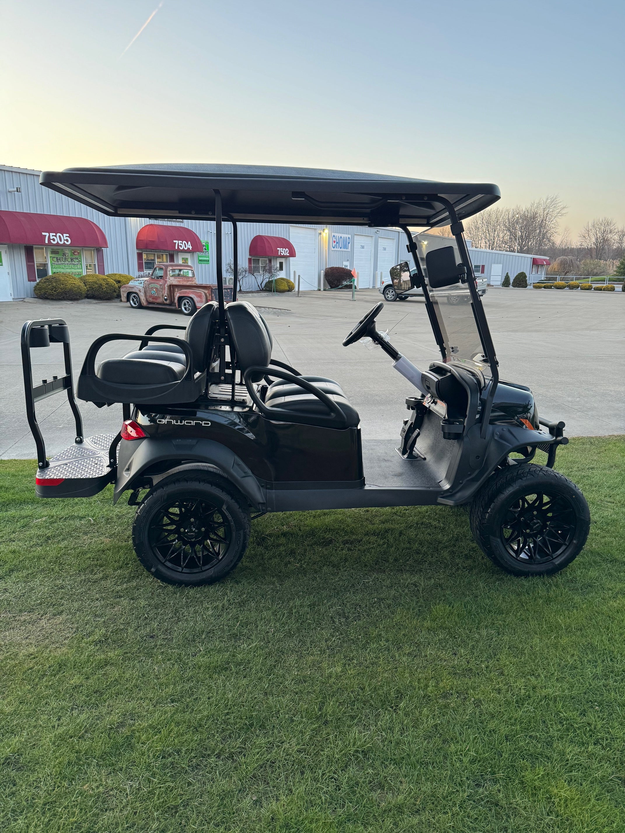 2025 Club Car Lifted Black  Onward Gas Four Passenger Golf Cart