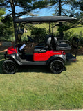 2025 Club Car Lifted Rally Red  Onward Gas Four Passenger Golf Cart