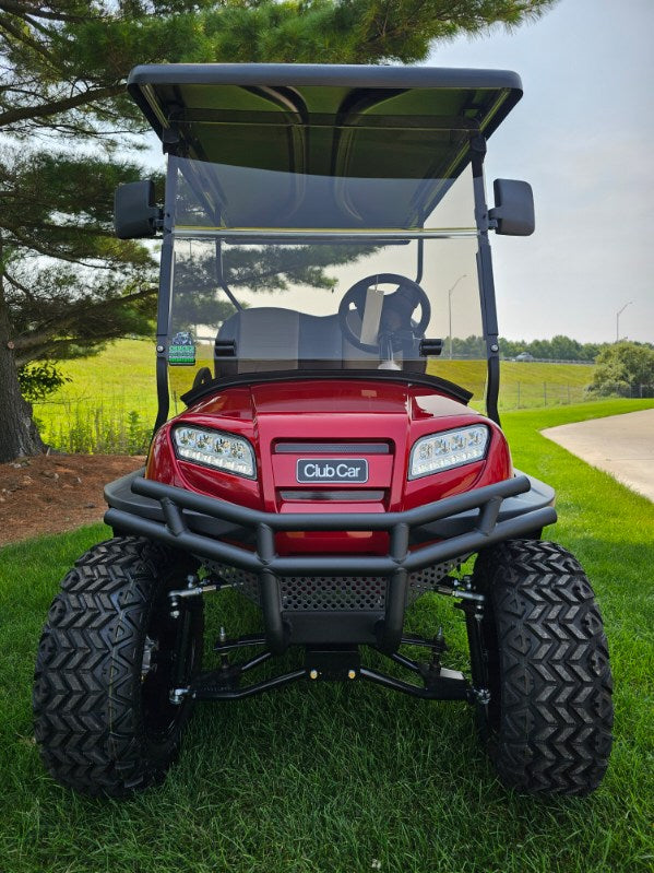 Club Car Onward Lifted HP Candy Apple Red   Four Passenger Golf Cart