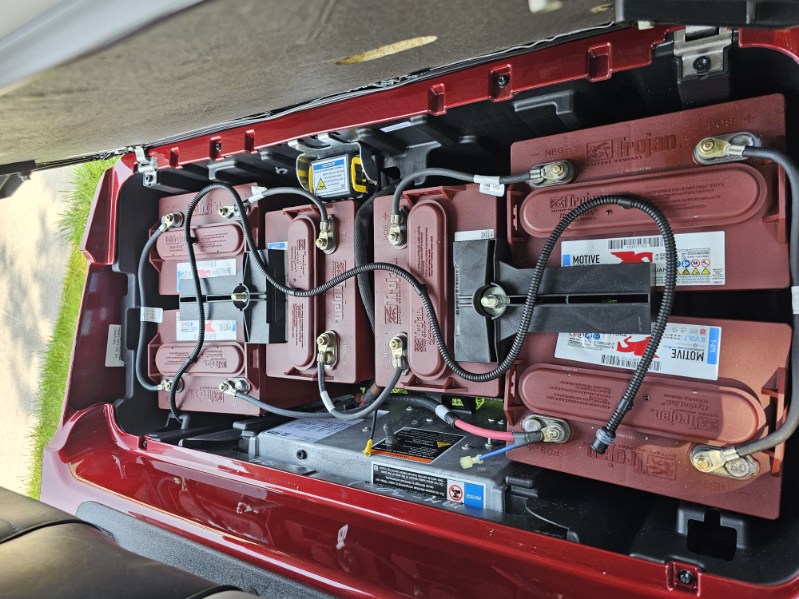 Club Car Onward Lifted HP Candy Apple Red   Four Passenger Golf Cart