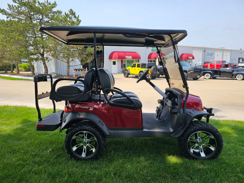 Club Car Onward Lifted HP Candy Apple Red   Four Passenger Golf Cart