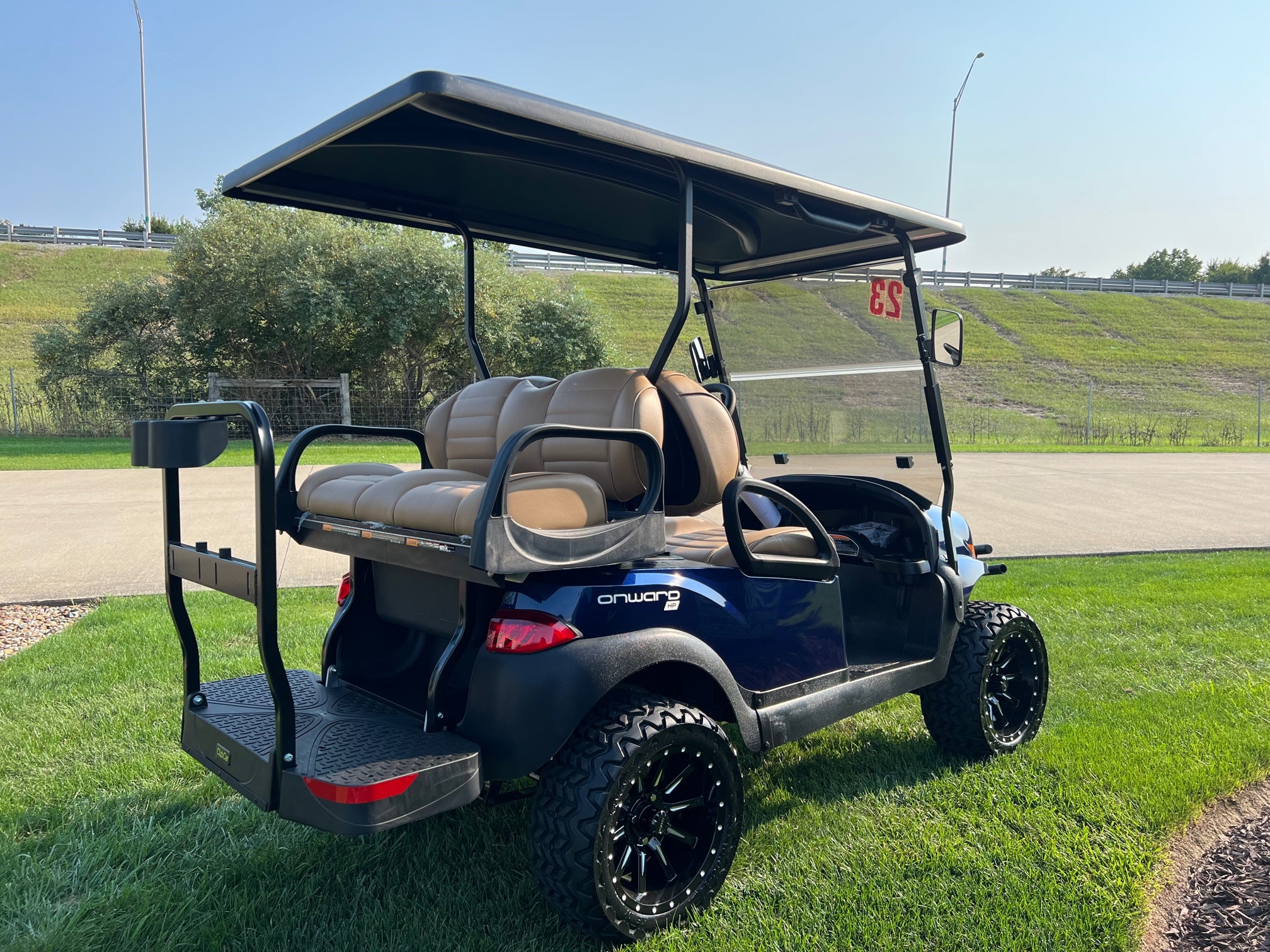 Club Car Onward Lifted HP Blue Onyx   Four Passenger Golf Cart