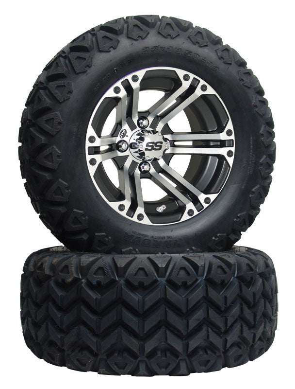 12" 212 Black/Machined Wheel on All Terrain Tire