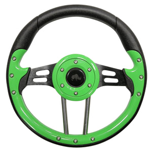 13" Lime  Green With Black  Aviator 4 Steering Wheel