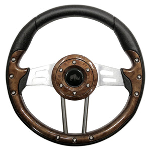 13" Woodgrain Brushed Aluminum  Aviator 4 Steering Wheel
