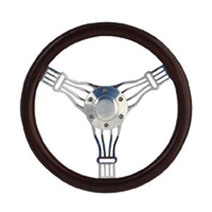 14" Real Wood With Chrome Banjo Classic Steel Steering Wheel