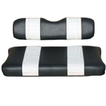 Club Car Black W/ White Pleats Vinyl Seat Covers