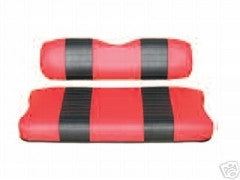 Club Car Vinyl Seat Covers - Red w/ Black Pleated Stripes
