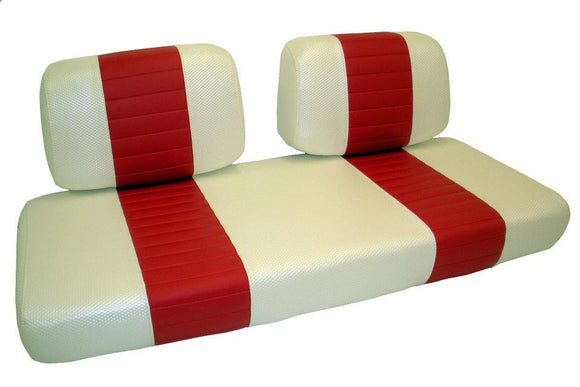 EZGO - Vinyl Seat Covers - White W/ Red Pleats
